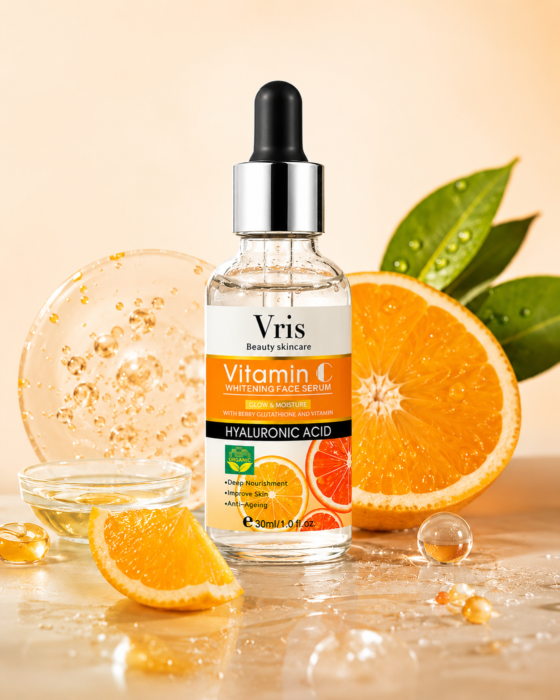 Vitamin C + Hyaluronic Acid Brightening Serum | Glow & Anti-Aging | 30ml